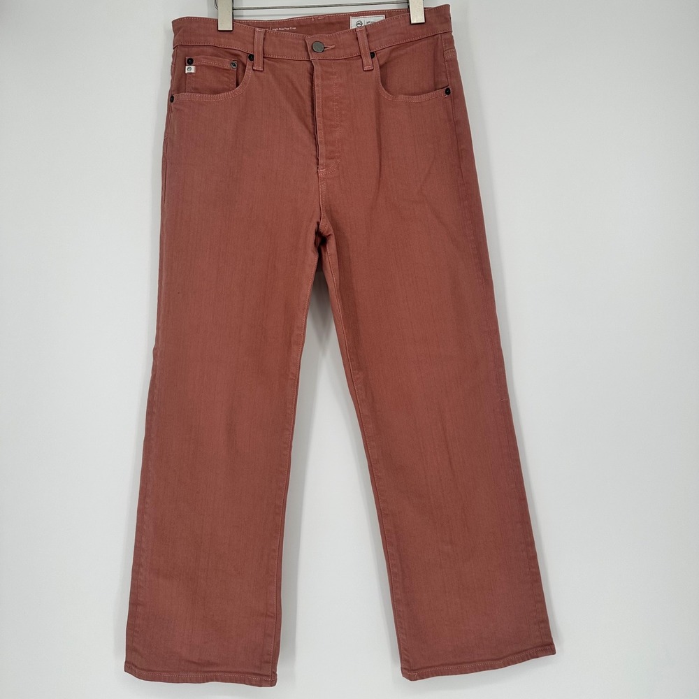 AG Adriano Goldschmied Kinsley High Rise Pop Crop Jeans Dusty Pink 31 Button fly